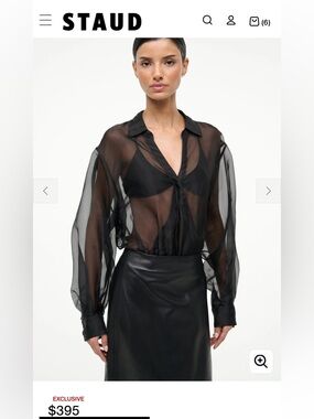 Staud sheer 100% silk bodysuit